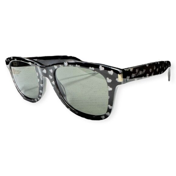 Saint Laurent SL51 Sunglasses Glitter Silver Hearts Frame Gray Lenses Rare VTG - Picture 1 of 9